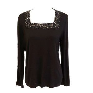 Beautiful Long Sleeve Blouse with Sequin Neckline
